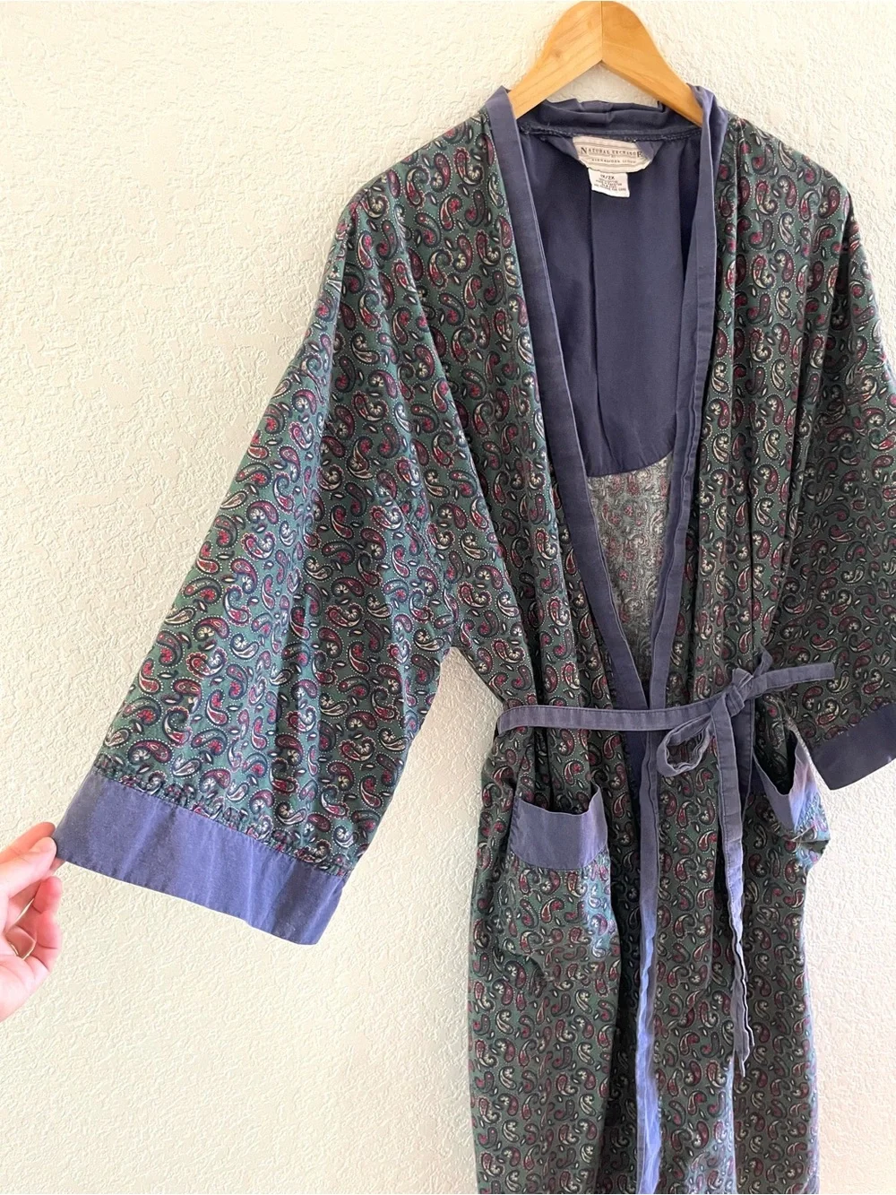 Vintage 90s 100% Cotton Paisley Kimono Style Robe & Belt Sz 1X-2X Grandpacore
